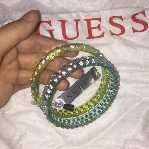 Y2K RARE! VTG! Guess Bangle Bracelets AB Crystals NEW!